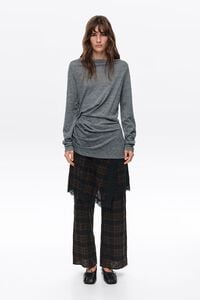 Gray melange wool knot T-shirt