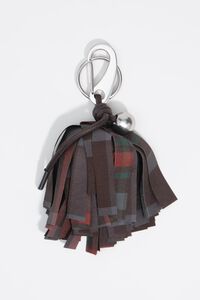Checked pompom key ring