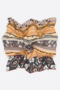 Graphite striped shawl with paisley and floral design