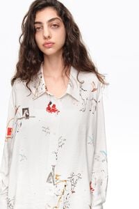 Animal chain collage low-cut shirt