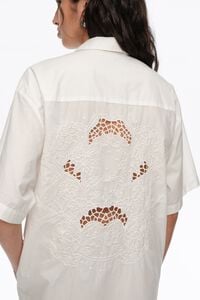 White cotton embroidered shirt dress