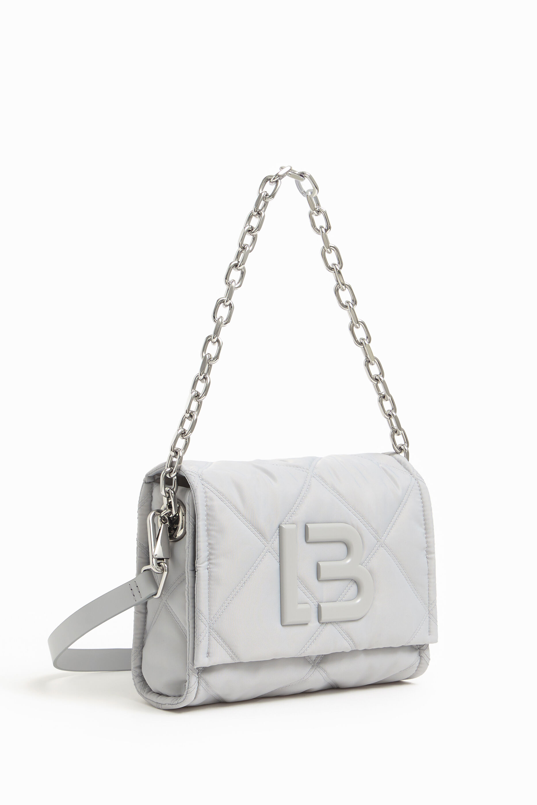 Borsa tracolla M patta nylon grigia