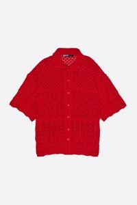 Red oversize crochet cardigan