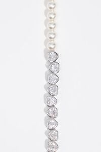 Pearls and crystals silver heart bracelet