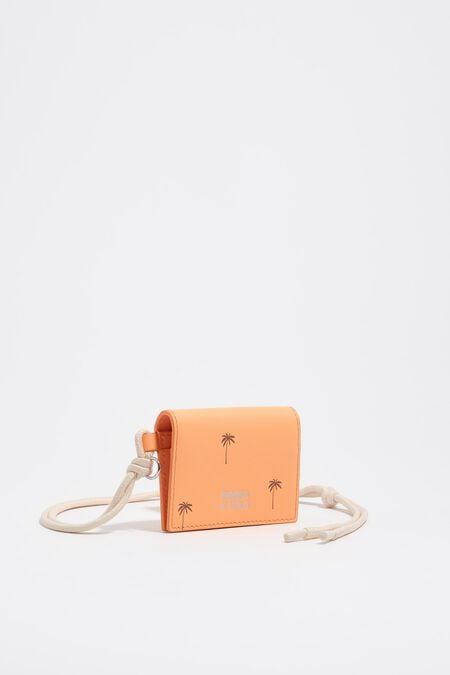 Small orange sorbet leather Palms card holder