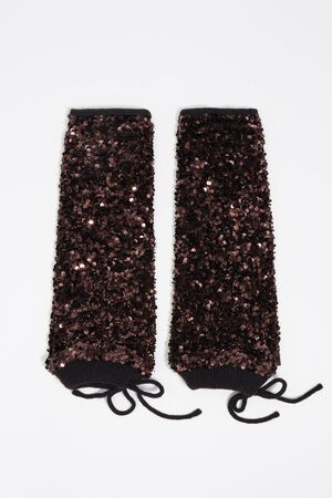 Brown knit sequins balaclava display picture 2
