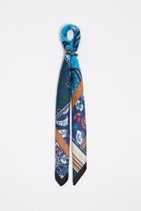 Blue patchwork paisley and flowers scarf charm