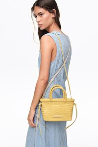 Bolso mini trenzado piel amarillo claro