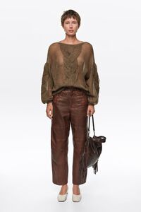 Olive mohair cable knit sweater