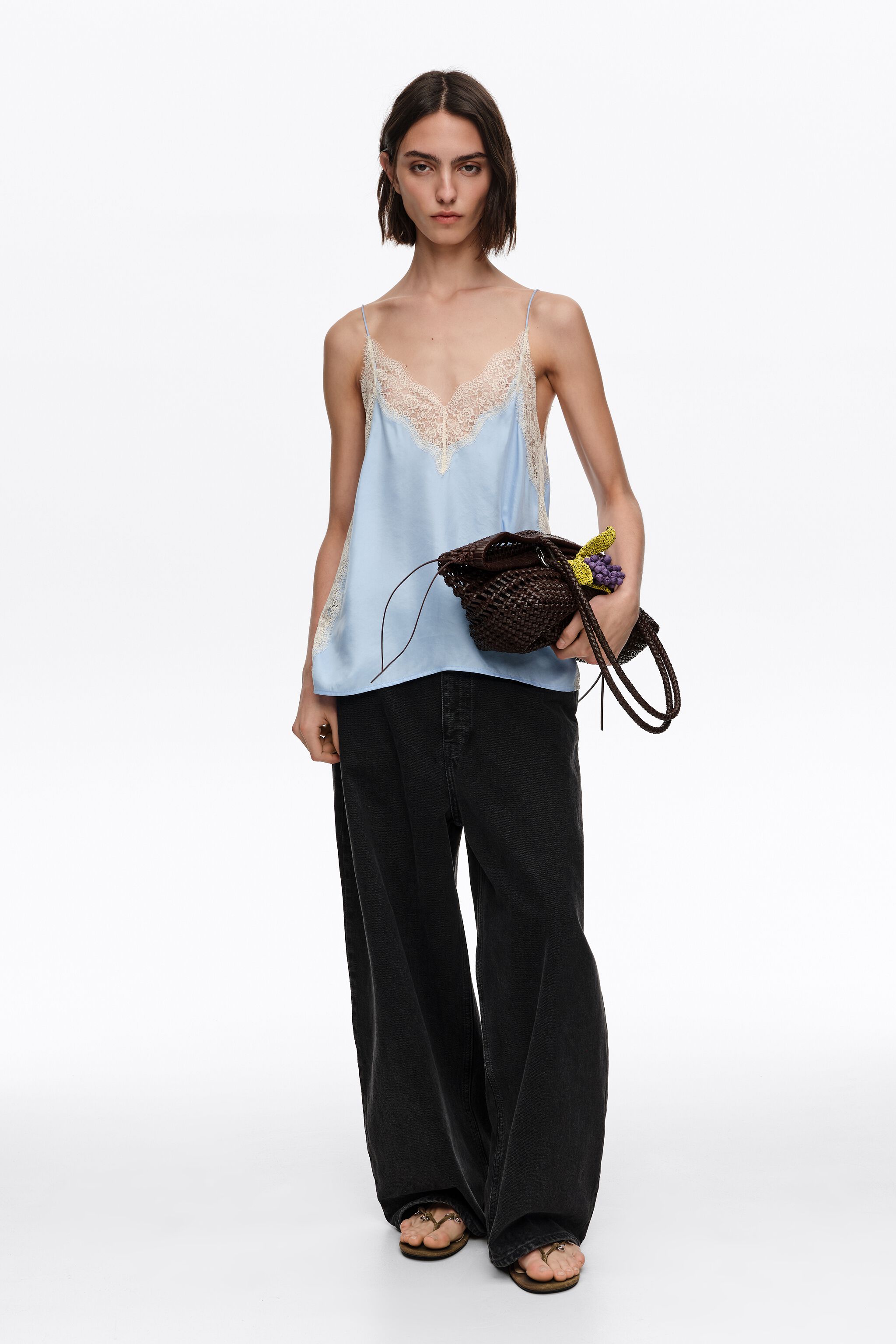 Light blue lace strappy top