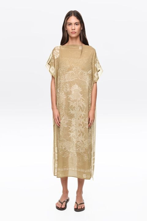 khaki embroidered dress Embroidered Linen Dress Khaki Olive