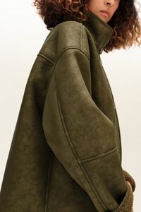 Khaki faux shearling lined jacket