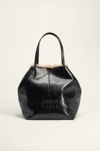 Black leather maxi shopper bag
