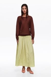 Olive mini Dots ruched flare skirt