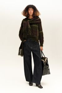 Green checked mohair balloon sweater