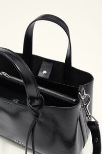 Medium black leather Chihuahua tote bag