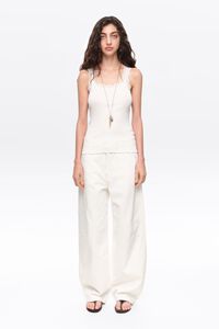 BARREL- White denim leg 5-pocket trousers