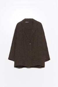 Blazer la recta cadros marr&oacute;ns