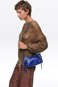 Small electric blue leather crossbody bag