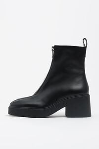 Black leather zip ankle boot