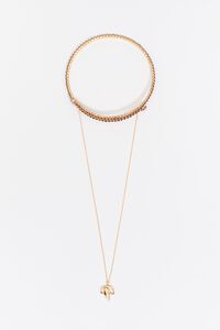 Crystal choker necklace with chain and gold bow
