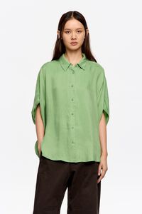 Green fluid cape shirt