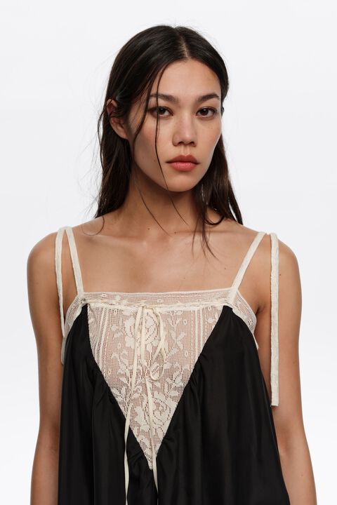 BIMBA Y LOLA Black silk lace strappy dress