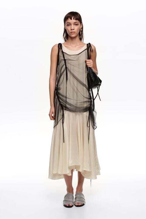 BIMBA Y LOLA Camisole dress with Black mesh overlay