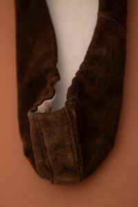 Dark brown ruched suede ballerina