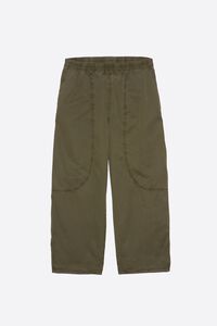 Khaki jogger trousers with decorative stitching