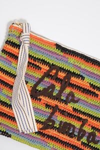 Large orange plaited cotton handbag