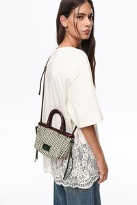 Bolso mini trenzado piel verde oscuro