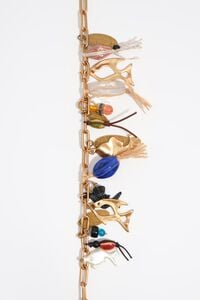 Necklace with aged gold fish and ceramics