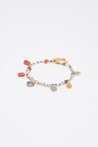 Multicolor stones and pearls double-layer bracelet