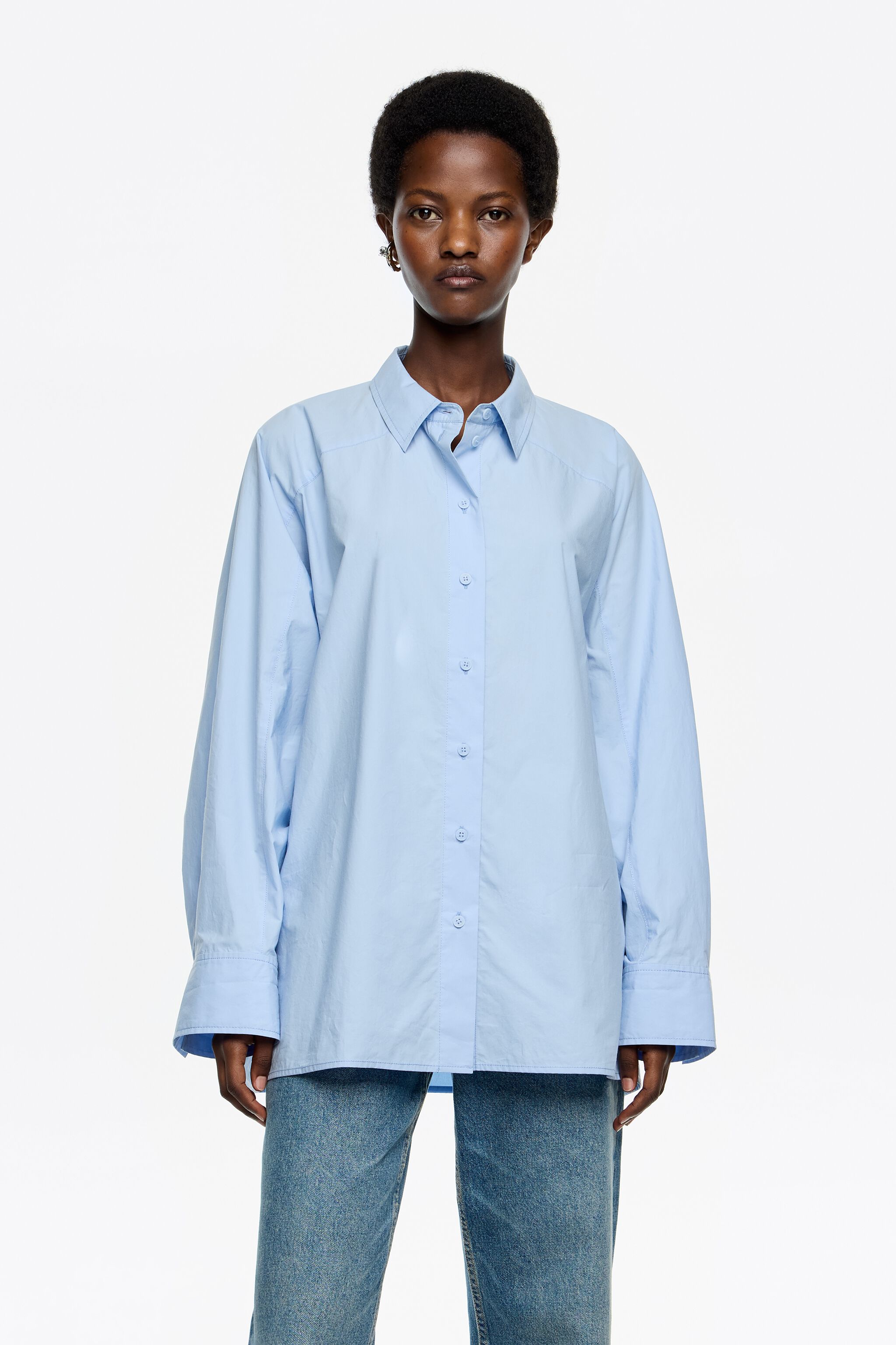Oversize light blue stitching shirt