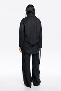 Dark gray double-face belted jacket