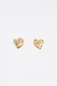 Pendientes coraz&oacute;n textura dorado
