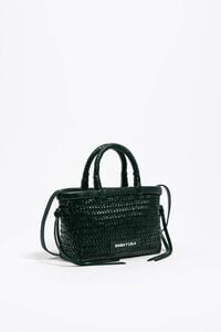 Dark green plaited leather mini bag