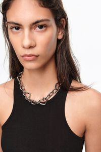 Collar cadena coraz&oacute;n plateado