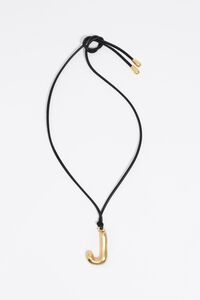 Matte gold letter J cord necklace