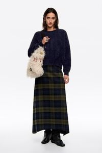 Sweter balloon sztuczne futerko granatowy