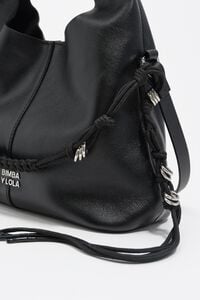 Small black leather plaited handle Paper bag