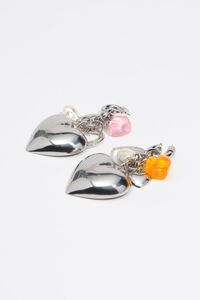 Silver hearts multicharm earrings