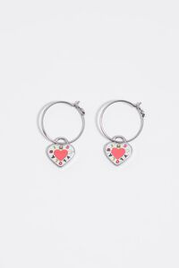 Pendientes aro logo coraz&oacute;n coral