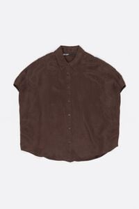 Dark brown fluid cape shirt