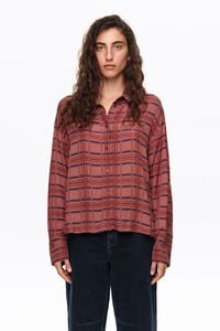 Camisa fluida boxy cuadros granate