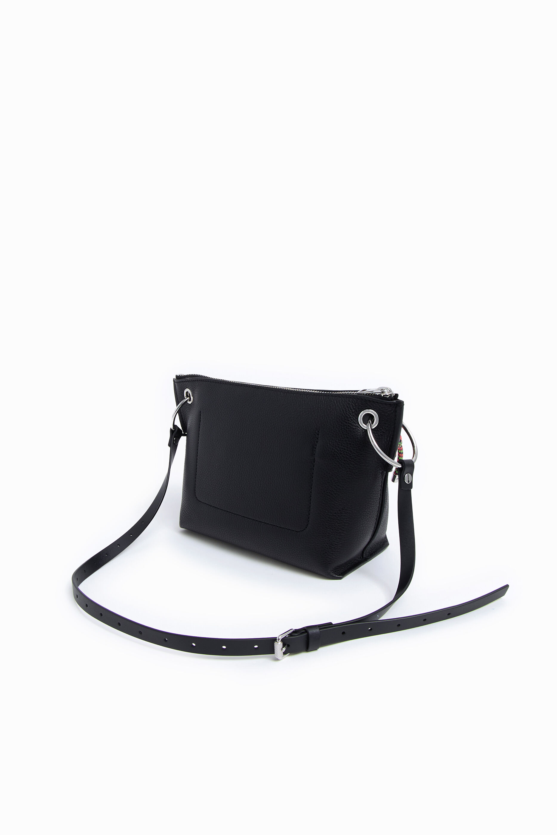 Bolso bandolera trapecio M piel negro