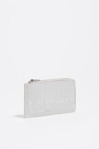 Etui na karty-portmonetka tłoczony wz&oacute;r krokodyla białe