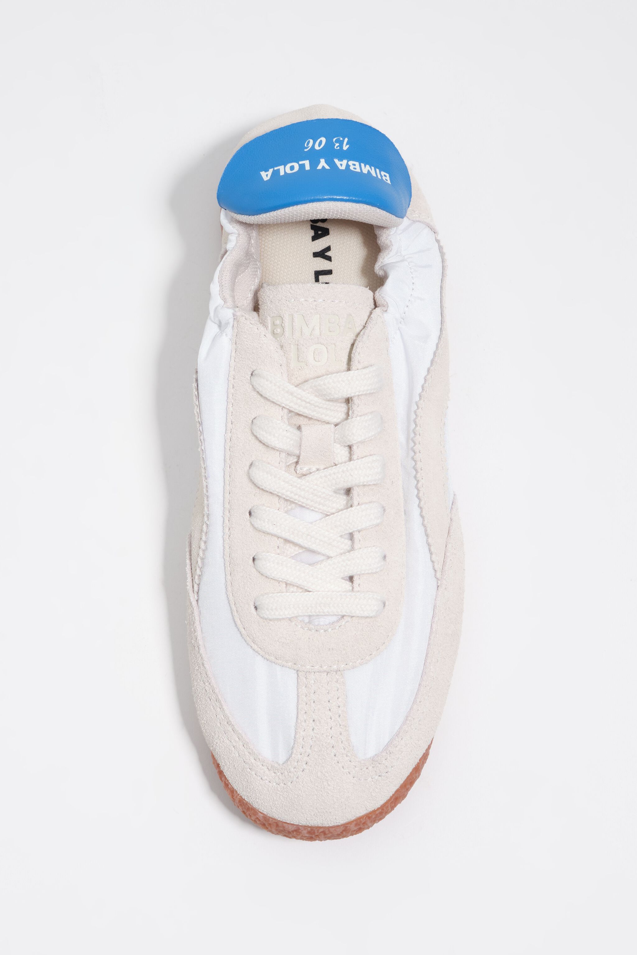 White suede and nylon 13 06 sneaker