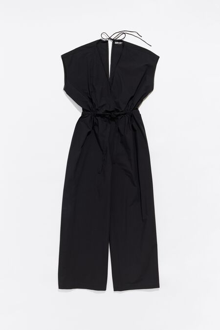 Oversize black cotton jumpsuit